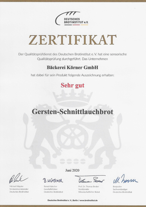 2020 Zertifikat Gersten-Schnittlauch
